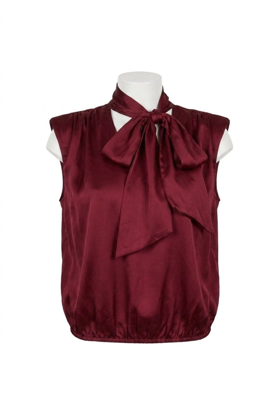NEW BISHOP + YOUNG women's belle tie front top in crimson